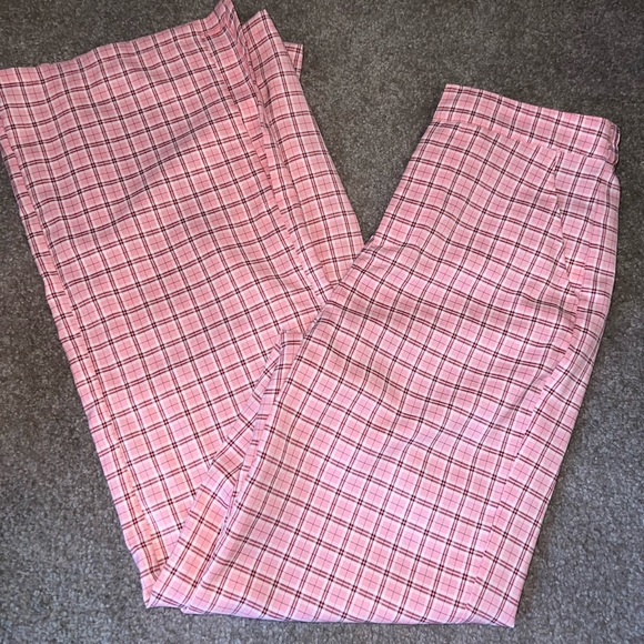 Pink plaid pants high rise - Picture 1 of 2